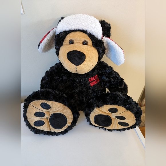 Wishpets Plush Black Bear Smoky Mtns With Big Feet & Plaid Hat Toy RARE … - Picture 1 of 8
